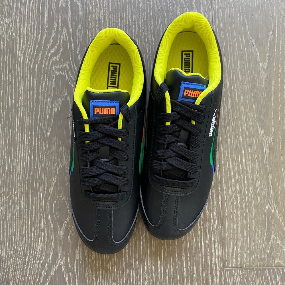 Puma Black Sneakers with Yellow Accents